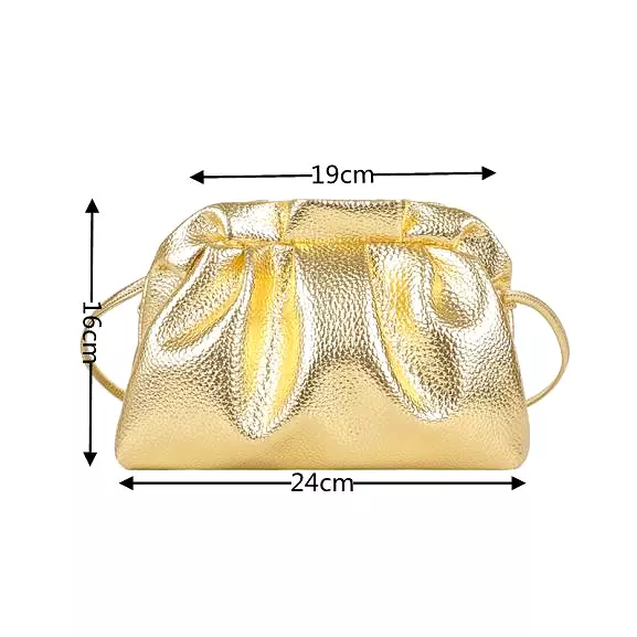 Luxurious Gold Cloud Bag For Women Leather Hobos Retro Cloud  Crossbody Bag Small Phone Bag Design Clutch Clip Bag  Female Bolsa