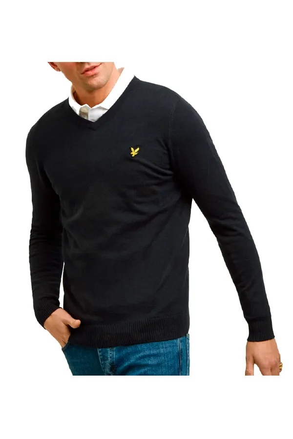 Lyle & Scott Merino V-Neck Knit Black