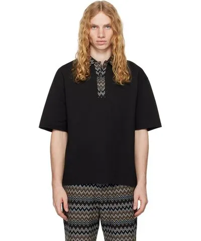 Missoni Black Chevron Knit Inserts Polo