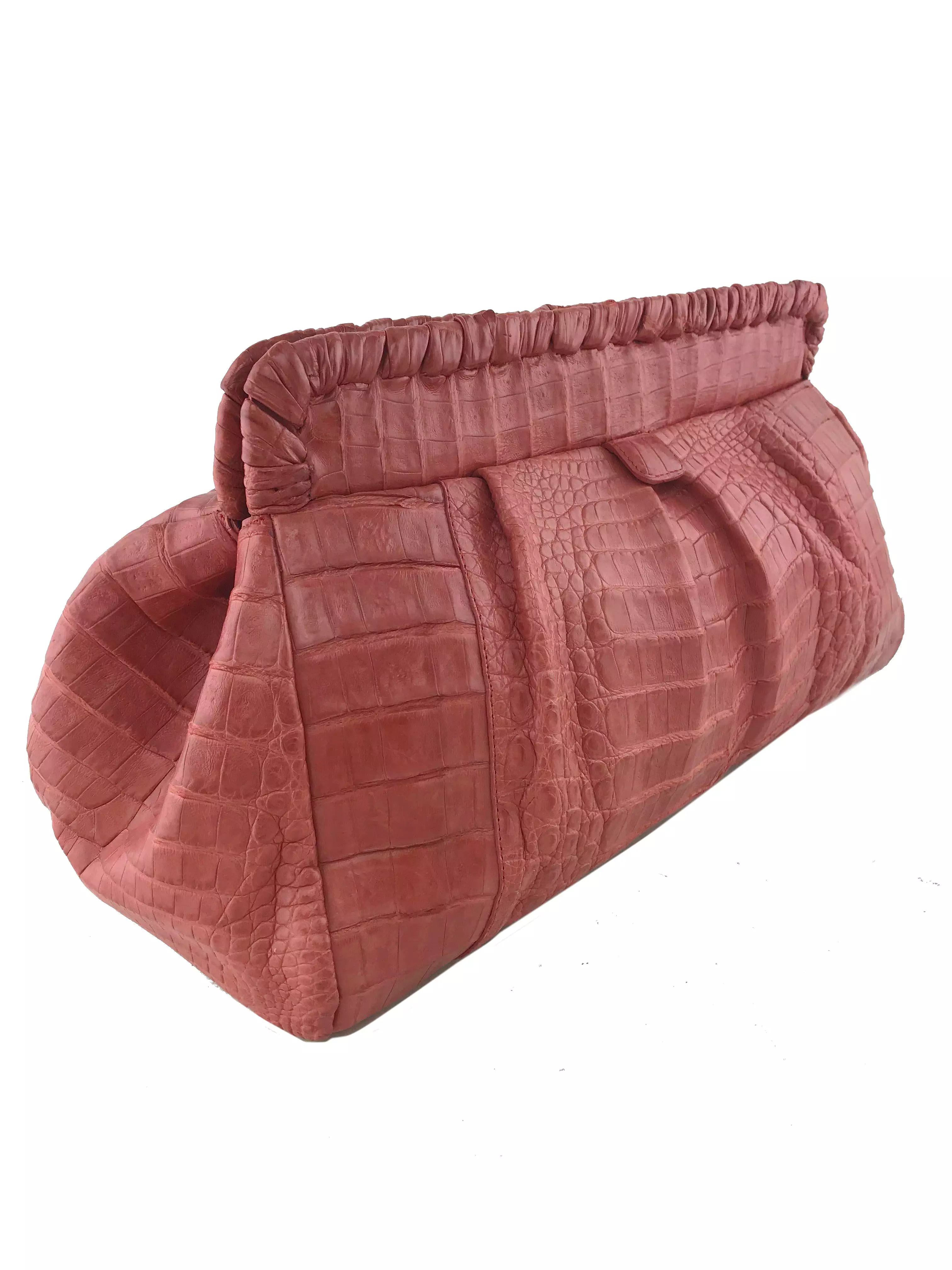 Nancy Gonzalez Crocodile Pleated Oversized Clutch Bag