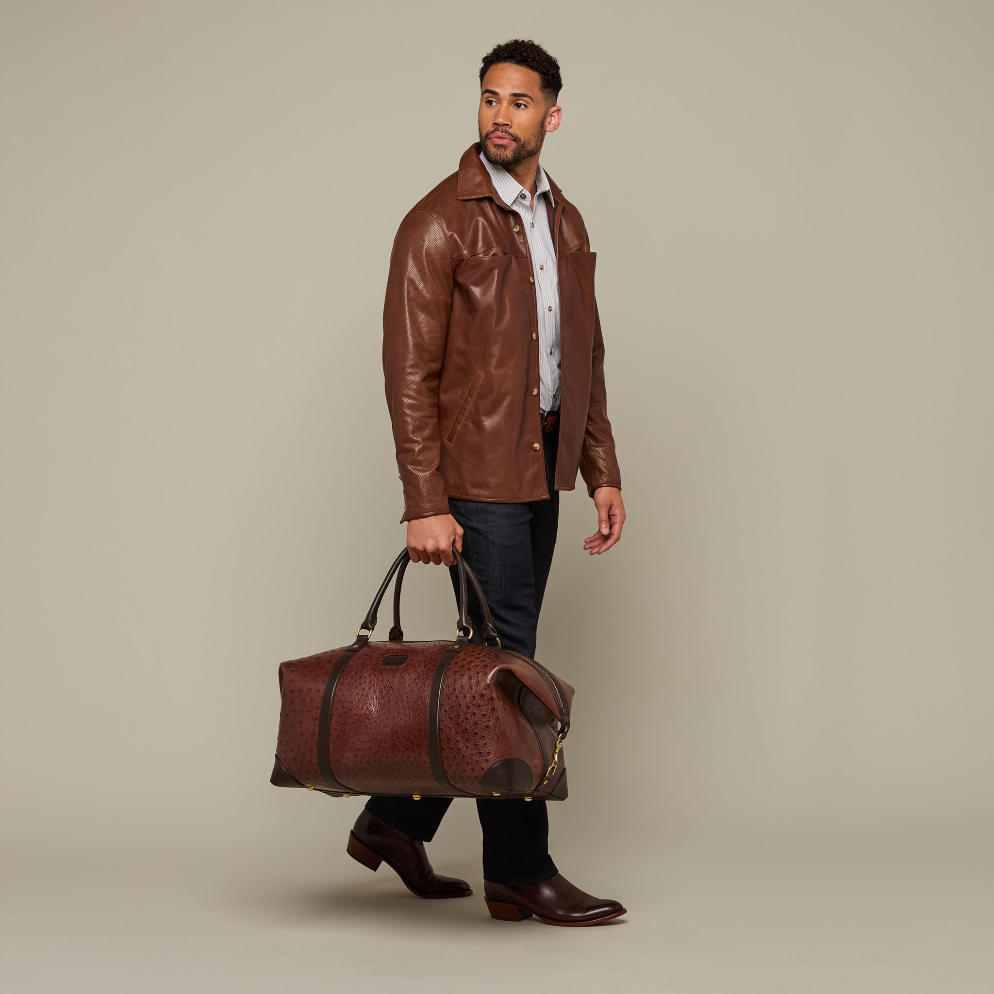 Ostrich Duffle - Large :: Chocolate