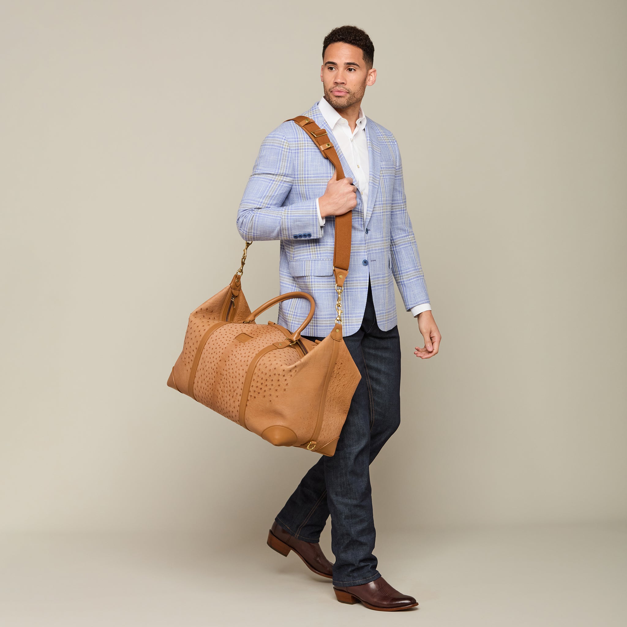 Ostrich Duffle - Large :: Cognac