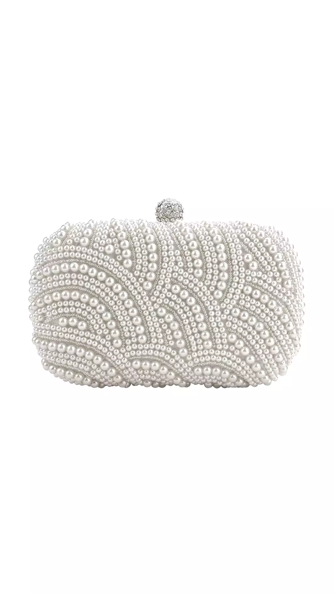 Pearl And Crystal Beaded Rectangular Evening Clutch