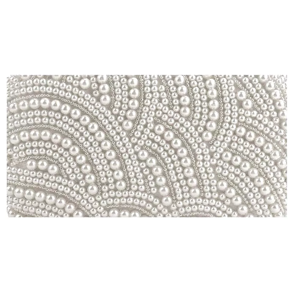 Pearl And Crystal Beaded Rectangular Evening Clutch