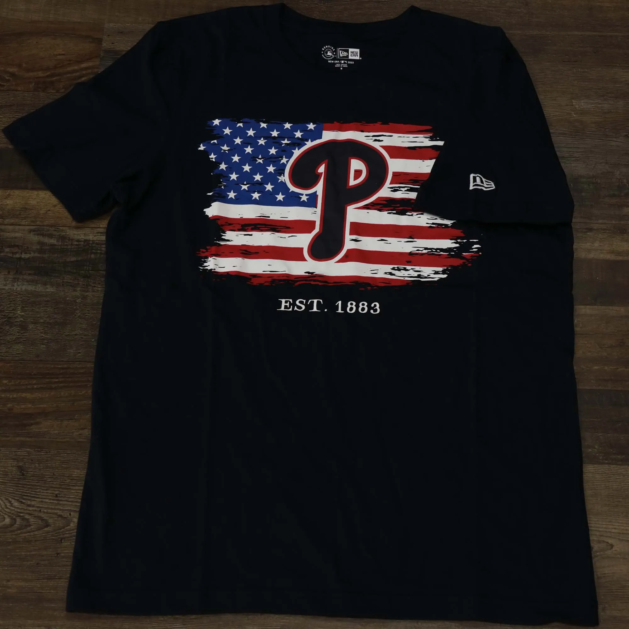 Philadelphia Phillies 2022 4th of July Stars and Stripes T-Shirt | New Era Navy