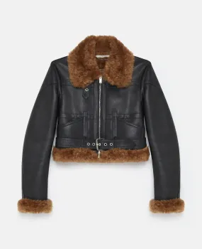 Plush Teddy Cropped Biker Jacket