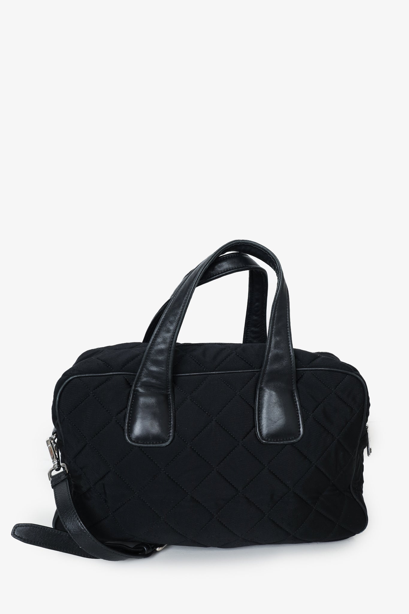 Prada Black Quilted Tessuto Duffle  Bag with Strap