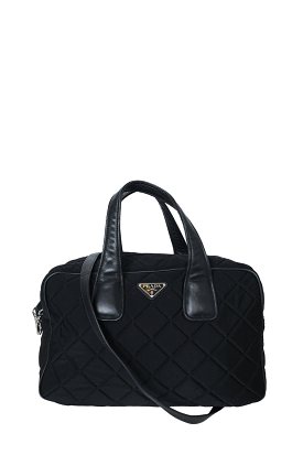 Prada Black Quilted Tessuto Duffle  Bag with Strap