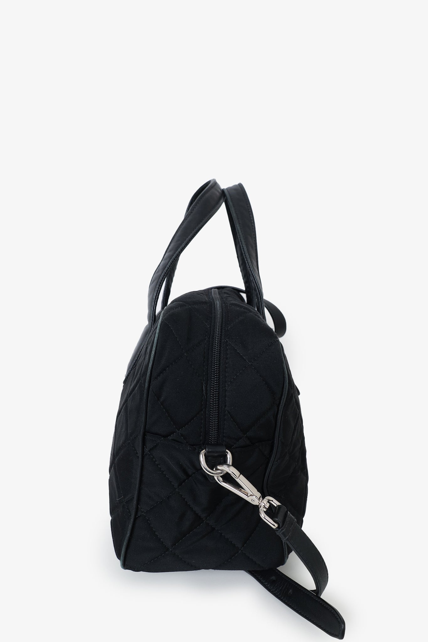 Prada Black Quilted Tessuto Duffle  Bag with Strap