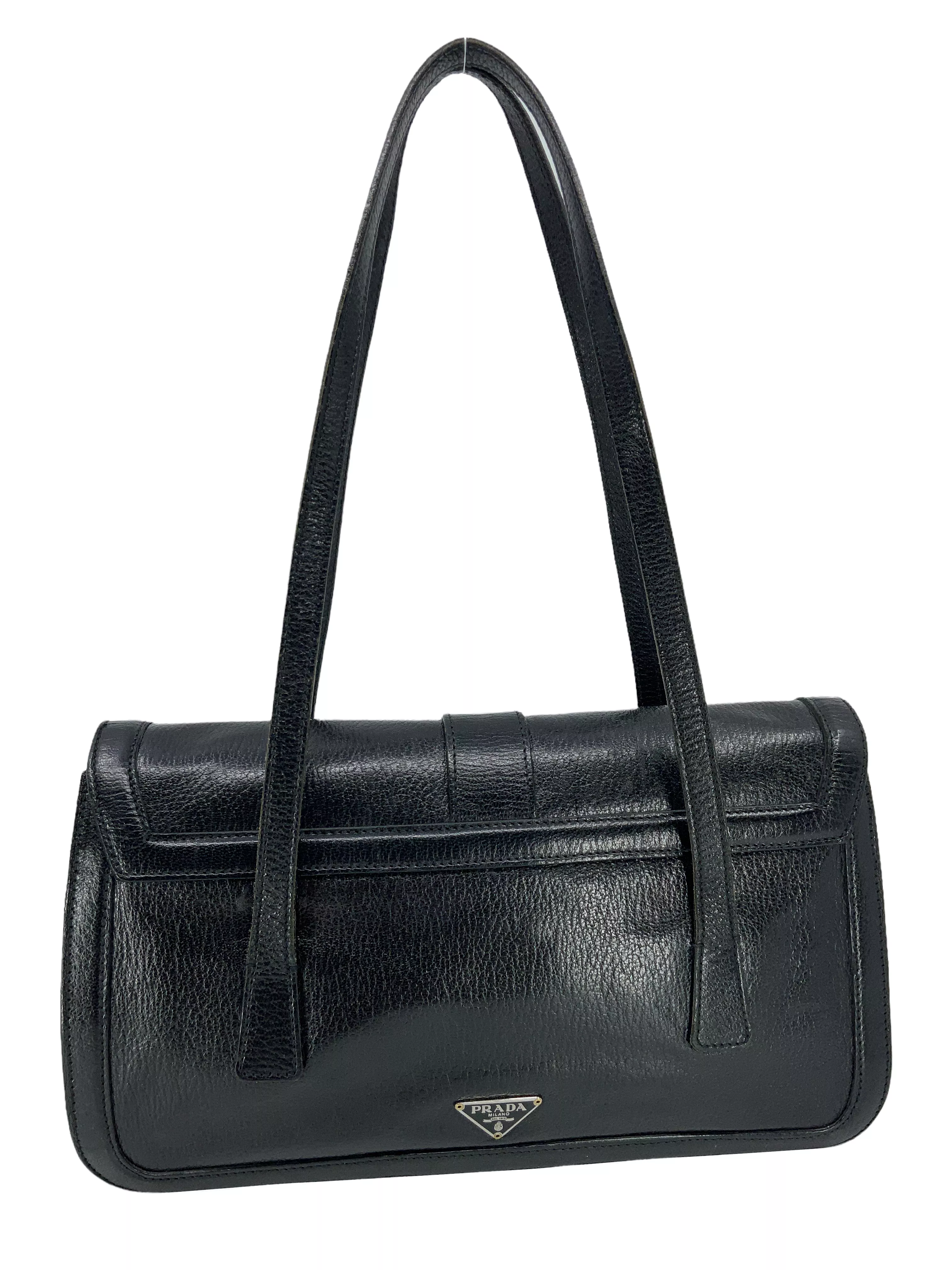 Prada Leather Buckled Flap Shoulder Bag