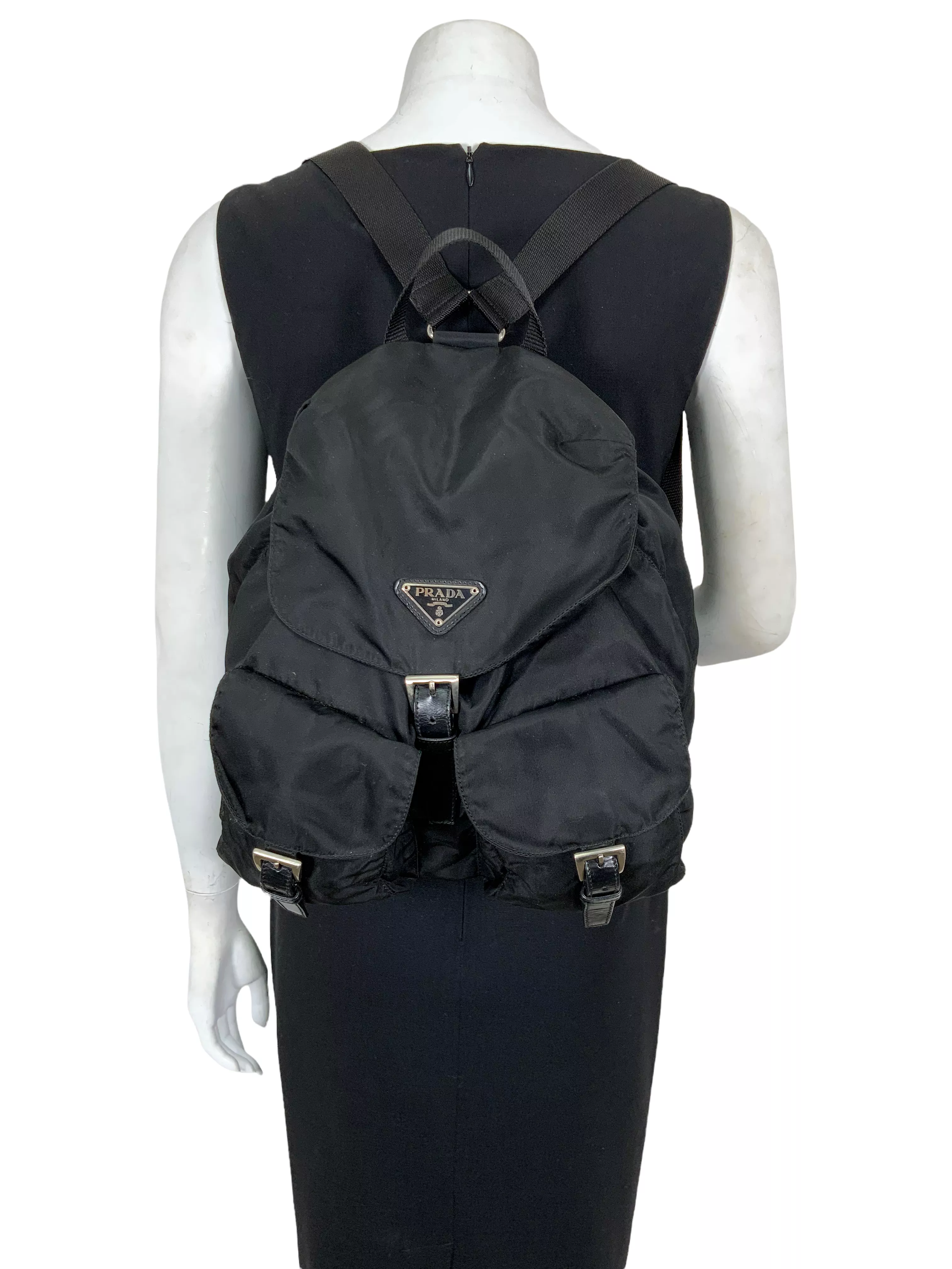 PRADA Tessuto Nylon Double Front Pocket Backpack