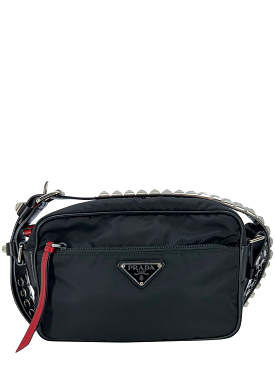 PRADA Tessuto Nylon Studded New Vela Shoulder Bag