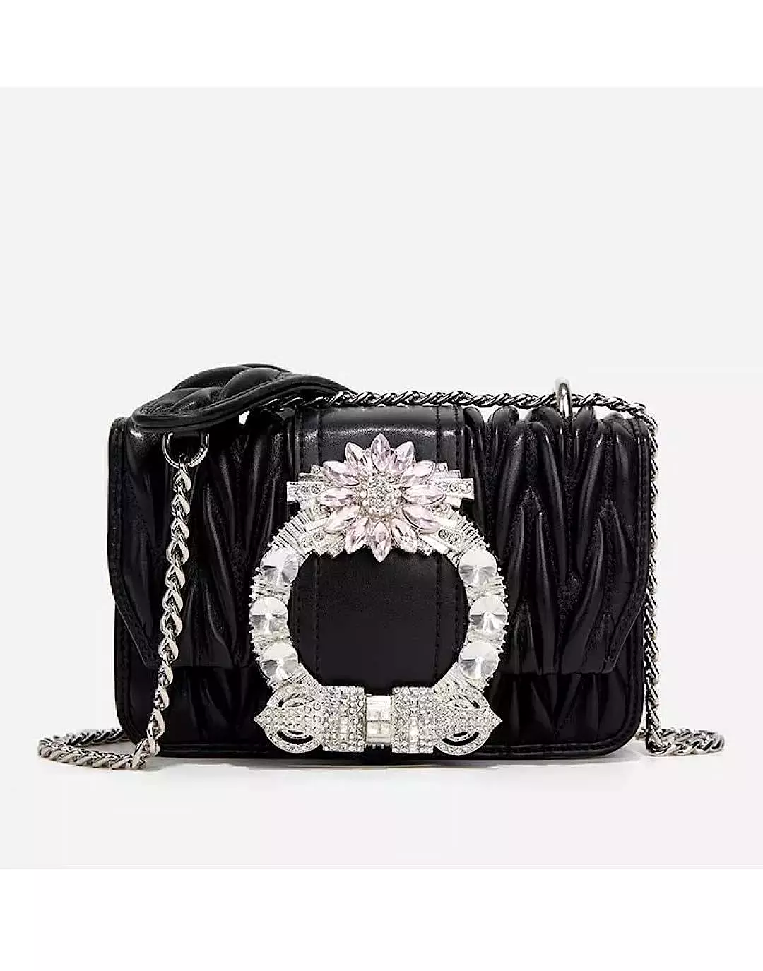 PU Leather Crystal Buckle Clutch