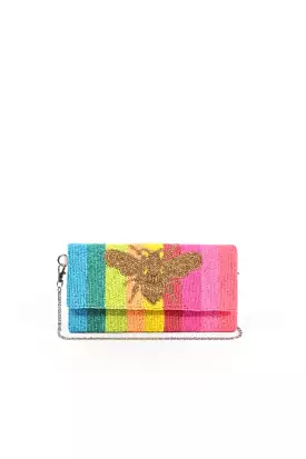 RAINBOW BEE BEADED CLUTCH