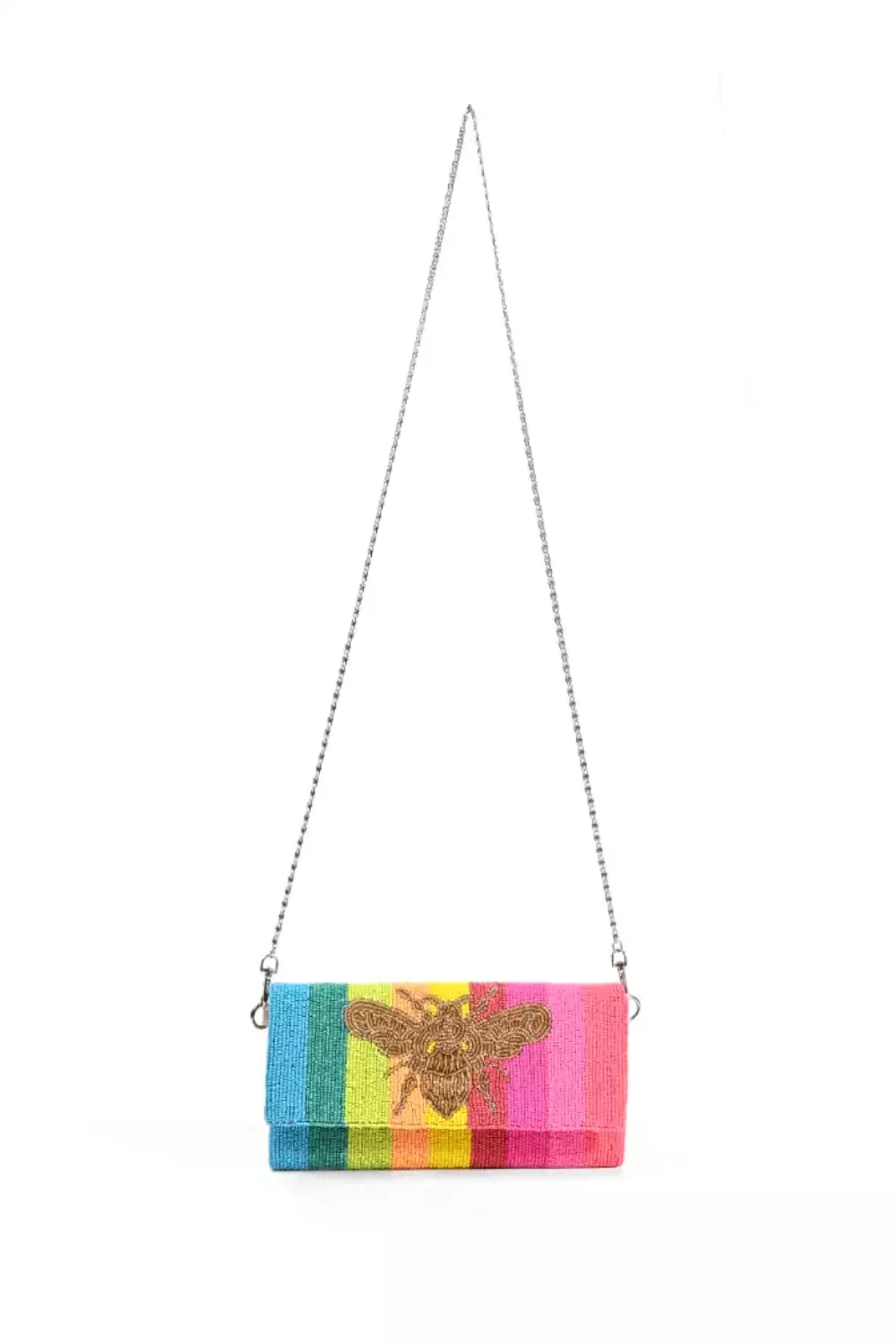 RAINBOW BEE BEADED CLUTCH