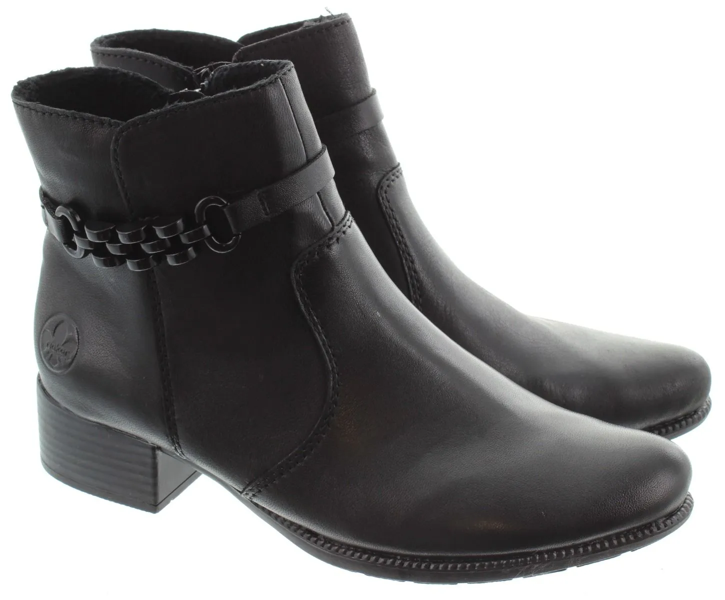 RIEKER Ladies 78676 Heel Ankle Boots In Black