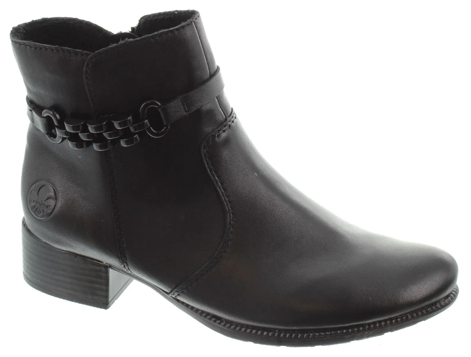 RIEKER Ladies 78676 Heel Ankle Boots In Black