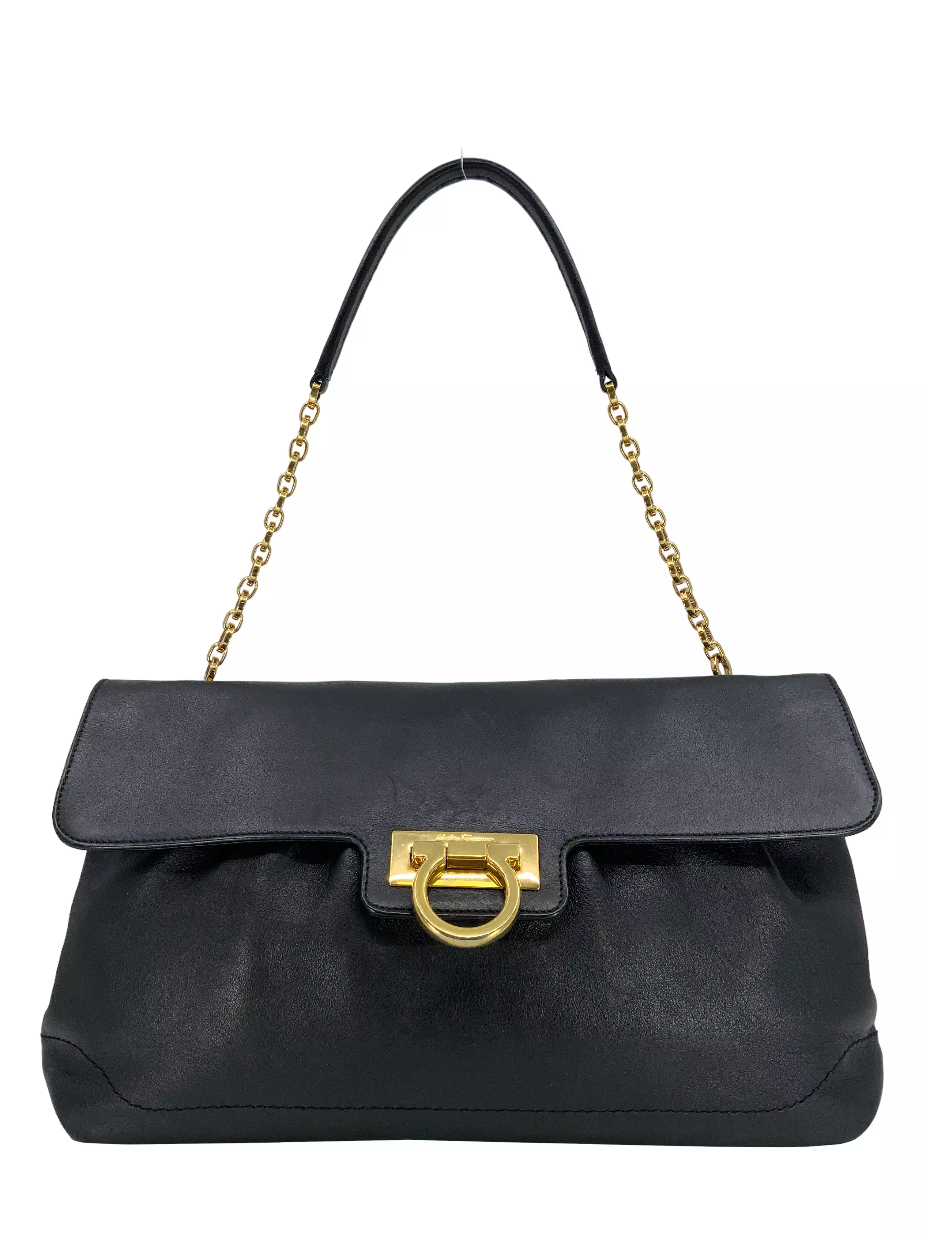 Salvatore Ferragamo Gancini Leather Flap Shoulder Bag