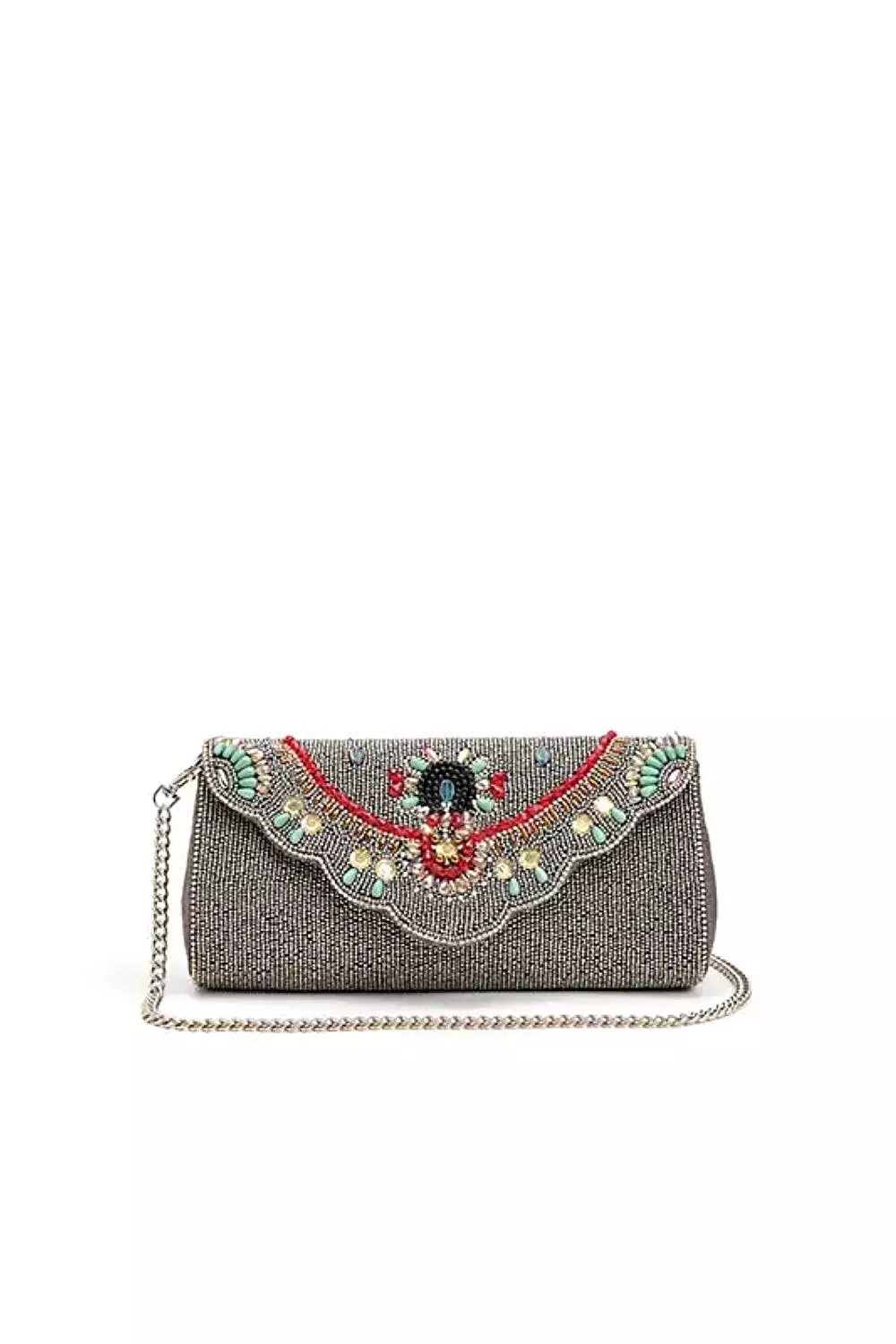 SILVER NIGHTS BEADED CLUTCH