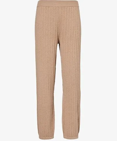 SIMKHAI Womens Heather Cable-knit straight-leg cotton-cashmere knitted jogging bottoms