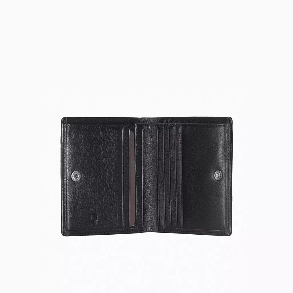 Slim Bifold Card Holder With Coin, Soft Black