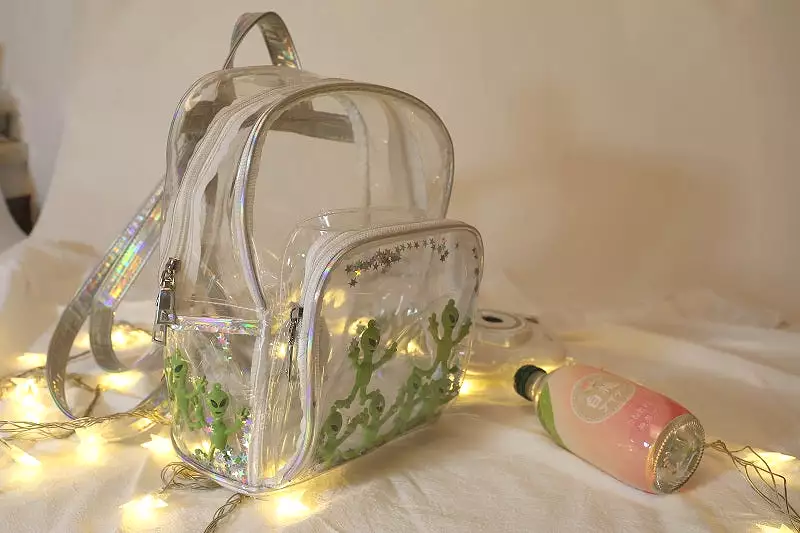 STREET FASHION LASER ALIEN TRANSPARENT BACKPACK BY91005