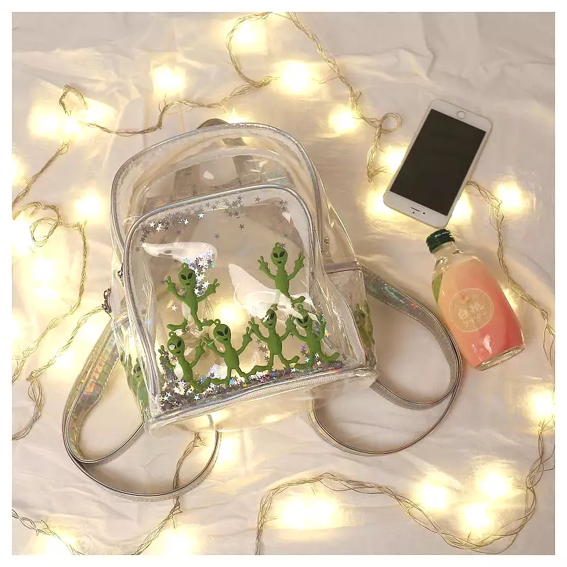 STREET FASHION LASER ALIEN TRANSPARENT BACKPACK BY91005