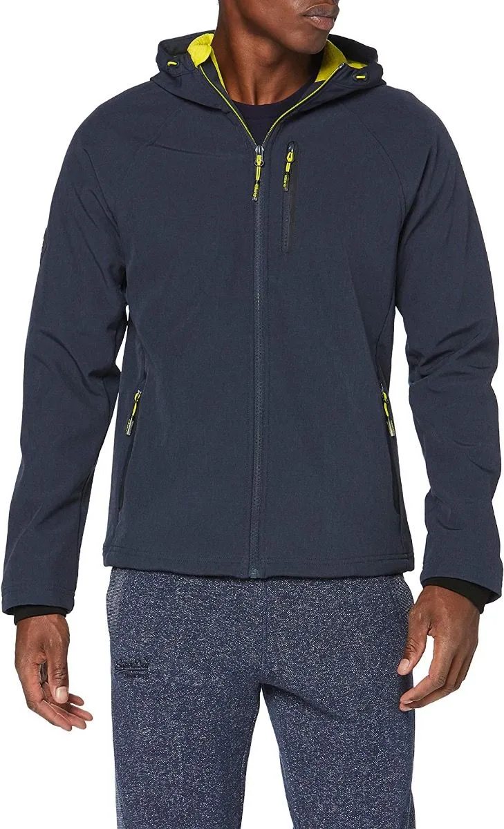 Superdry Classic Softshell Hooded Jacket Navy Marl/Dark Grey