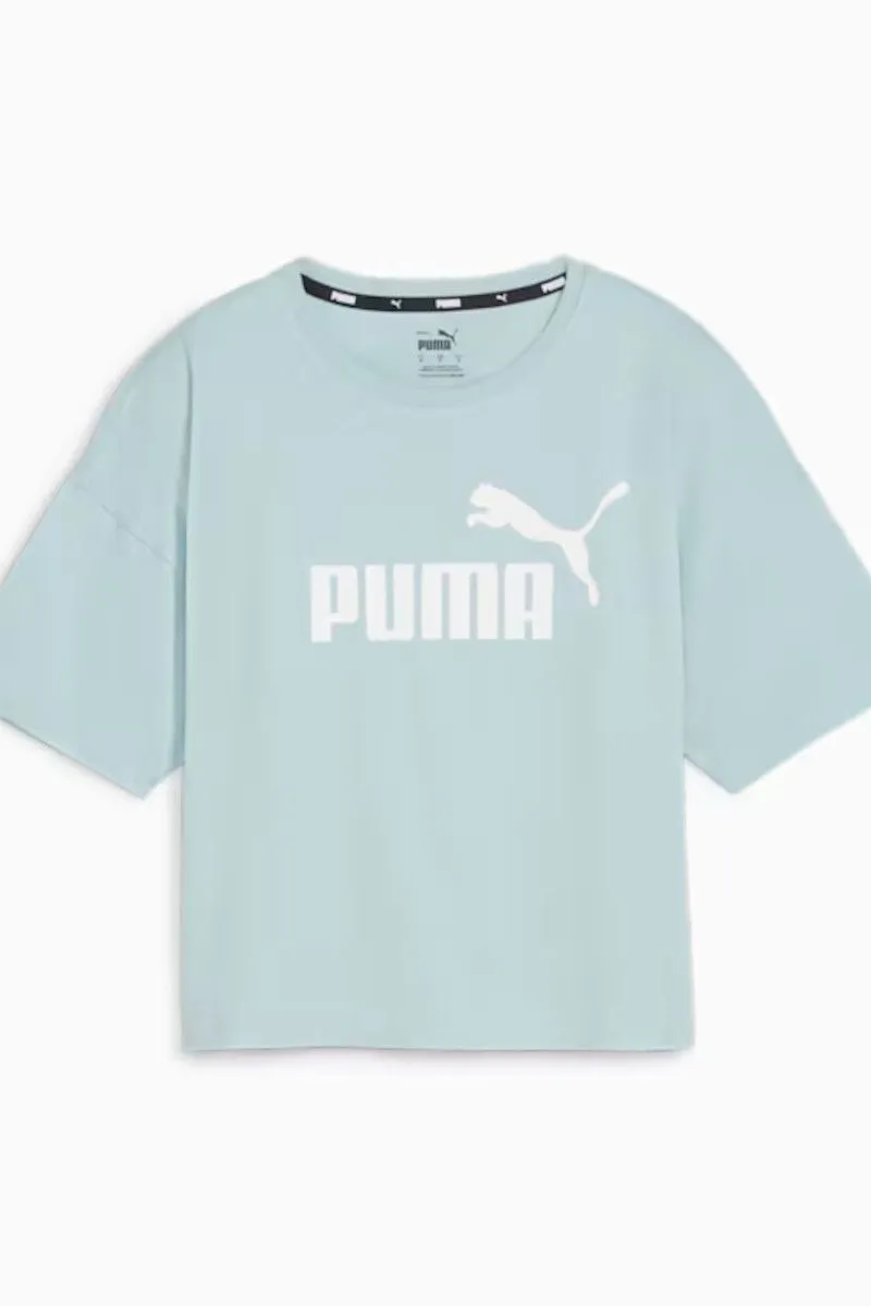 T-shirt corta con logo Essentials donna Azzurro