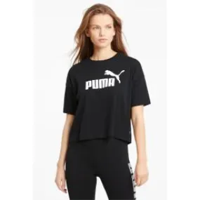 T-shirt corta con logo Essentials donna Nero