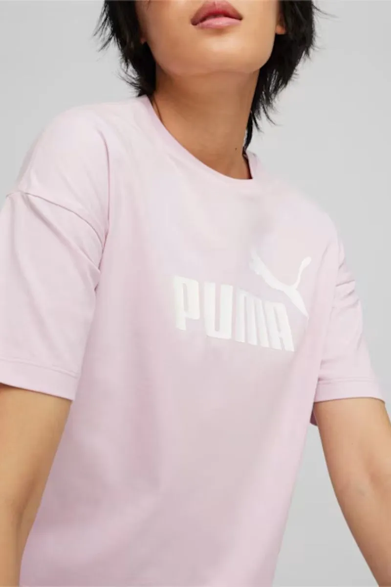 T-shirt corta con logo Essentials donna Rosa