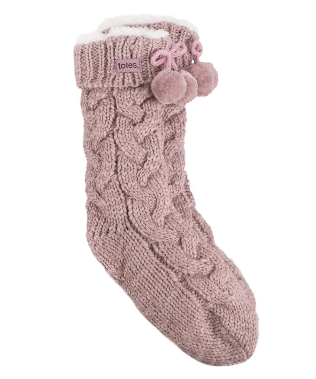 Totes toasties Ladies Luxury Cable Knit Slipper Sock