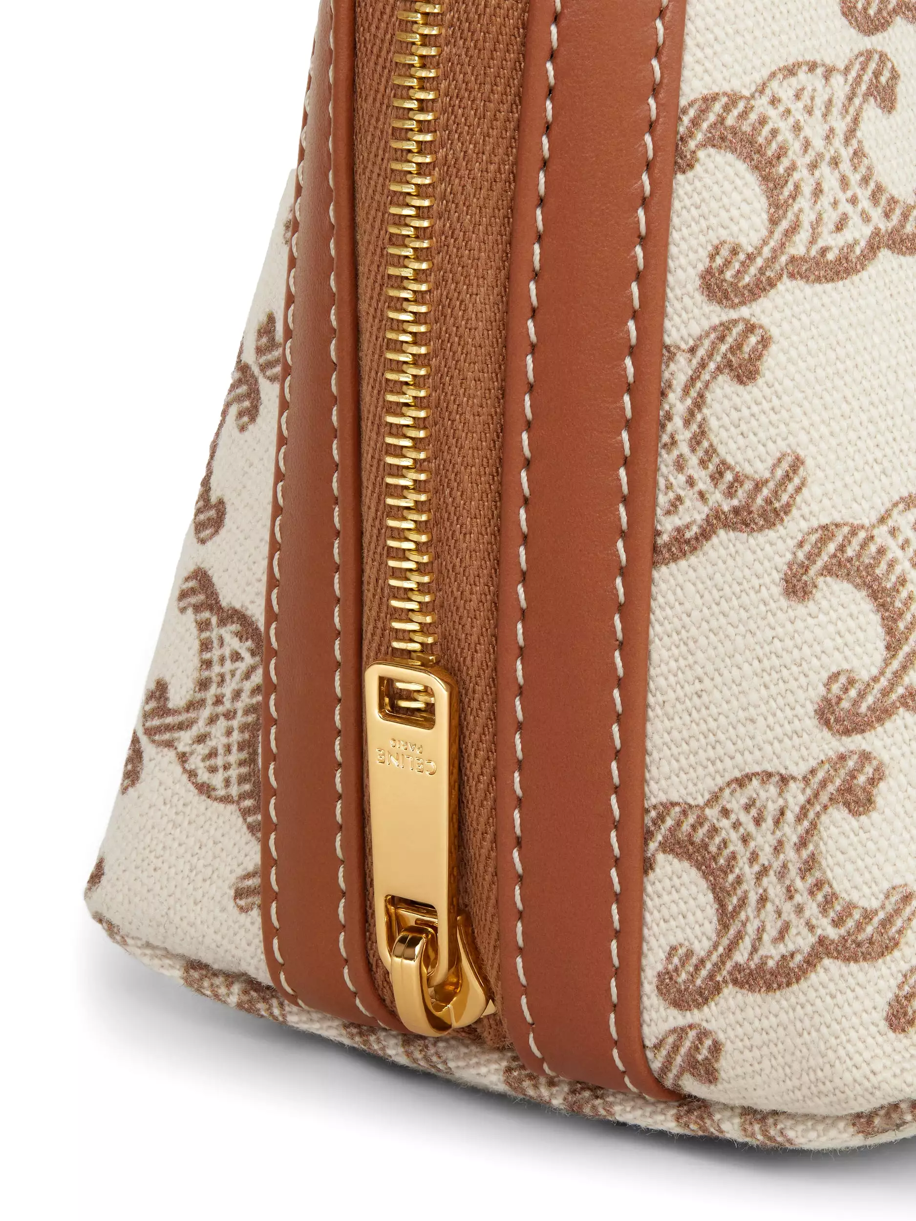 TRIOMPHE CUIR CLUTCH WITH CHAIN IN TRIOMPHE PRINT FABRIC AND WHITE CALF LEATHER