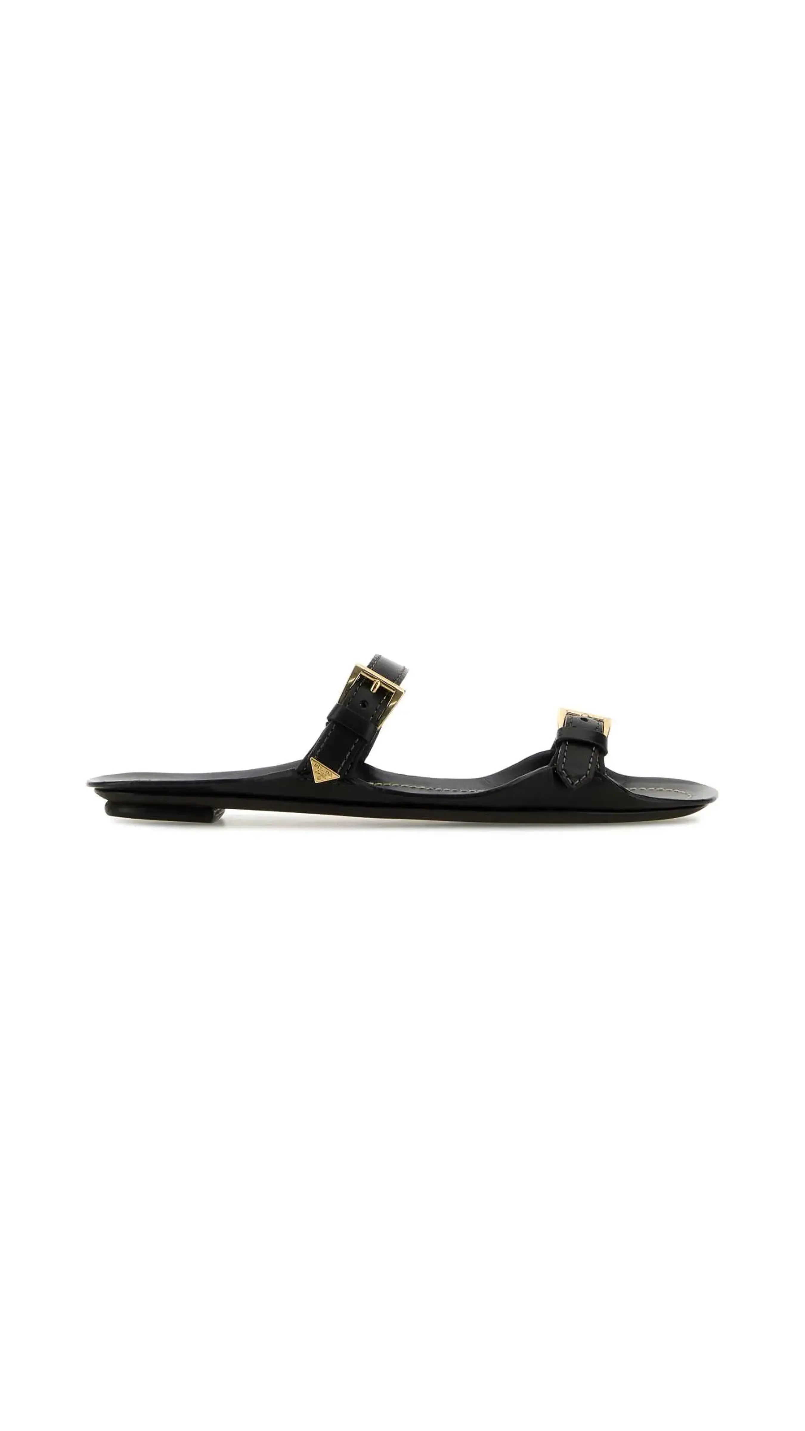 Two Strap Leather Sandal - Black