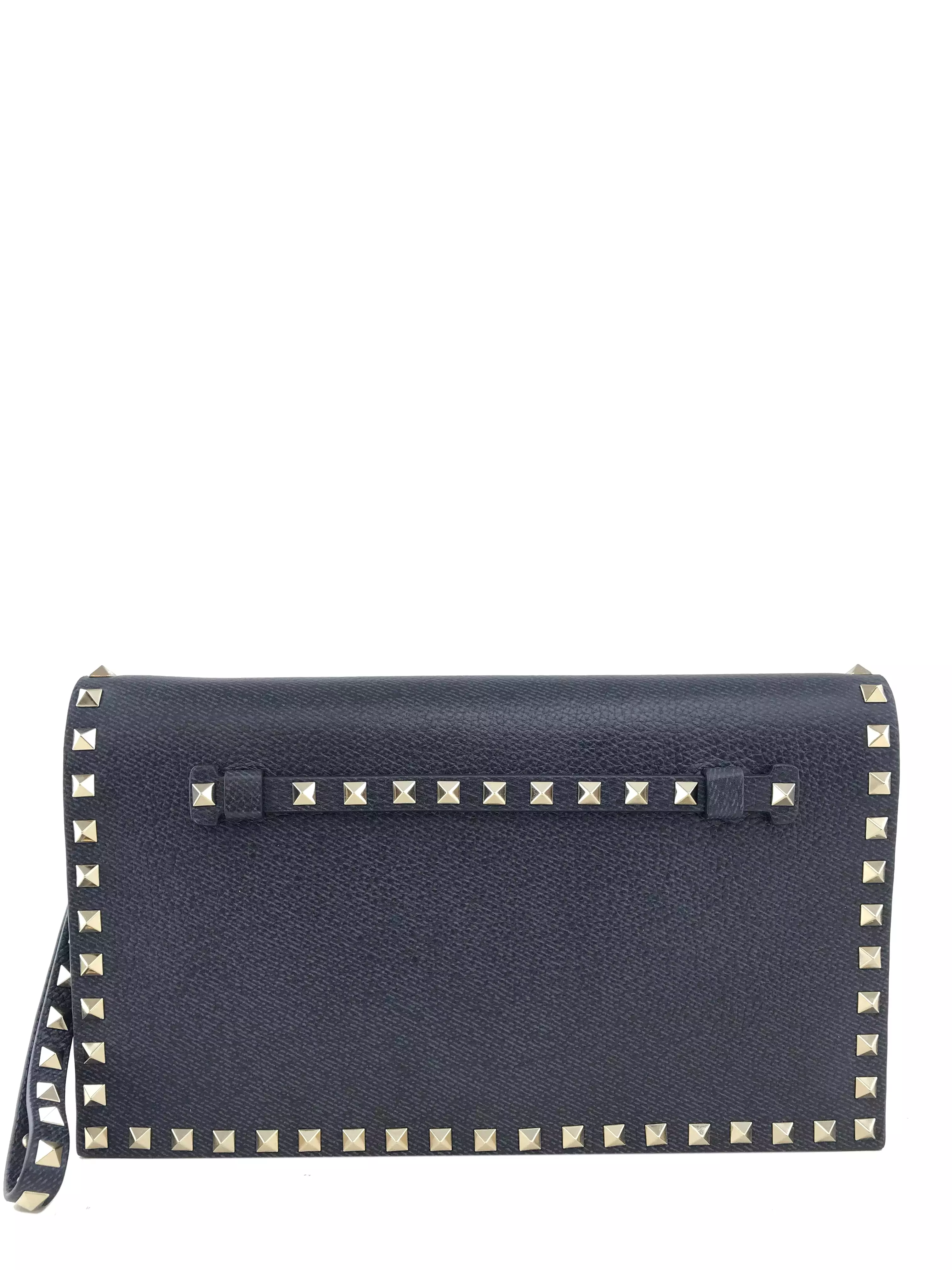 Valentino Leather Rockstud Wristlet Clutch Bag