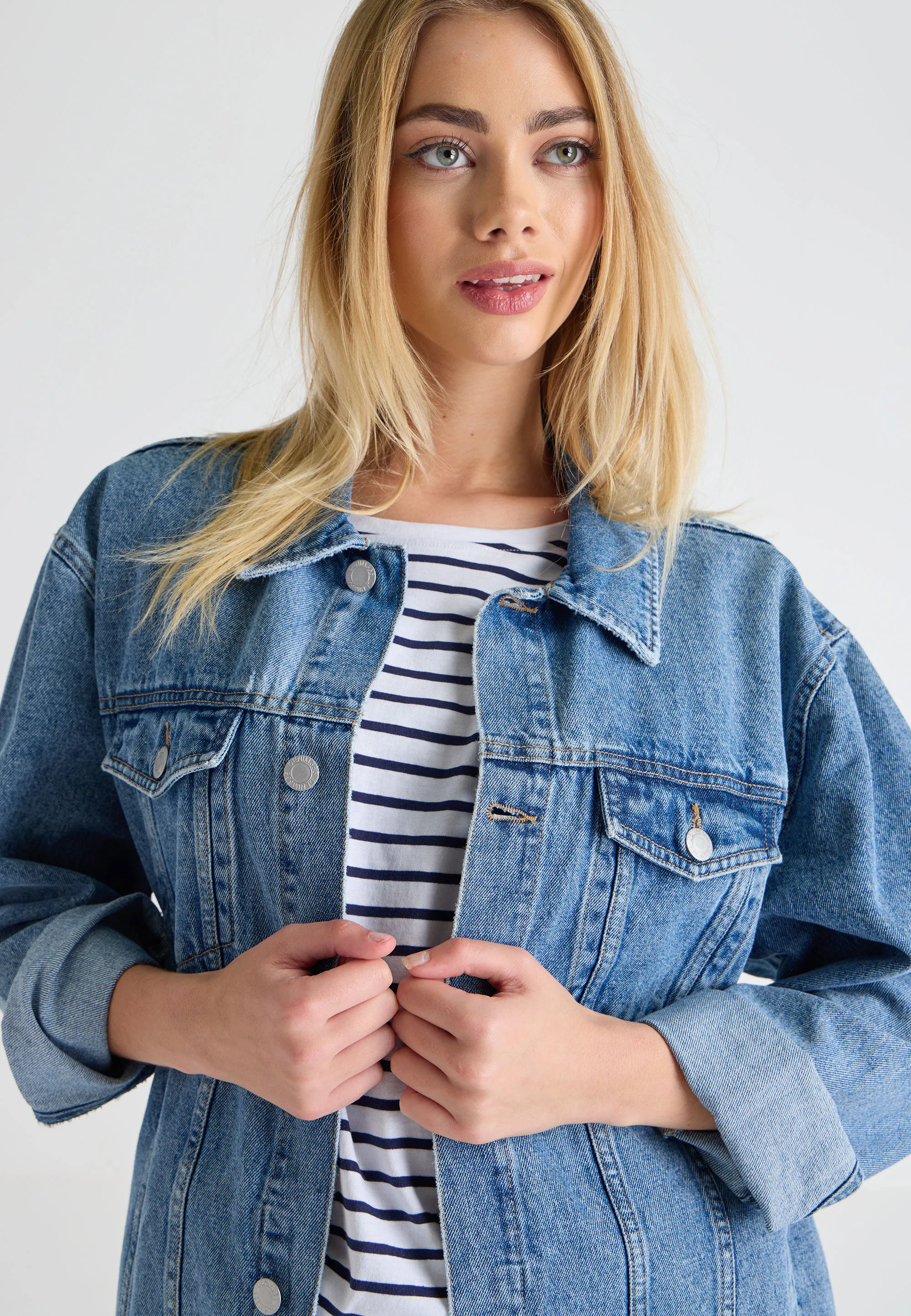 Womens Light Blue Oversized Denim Jacket