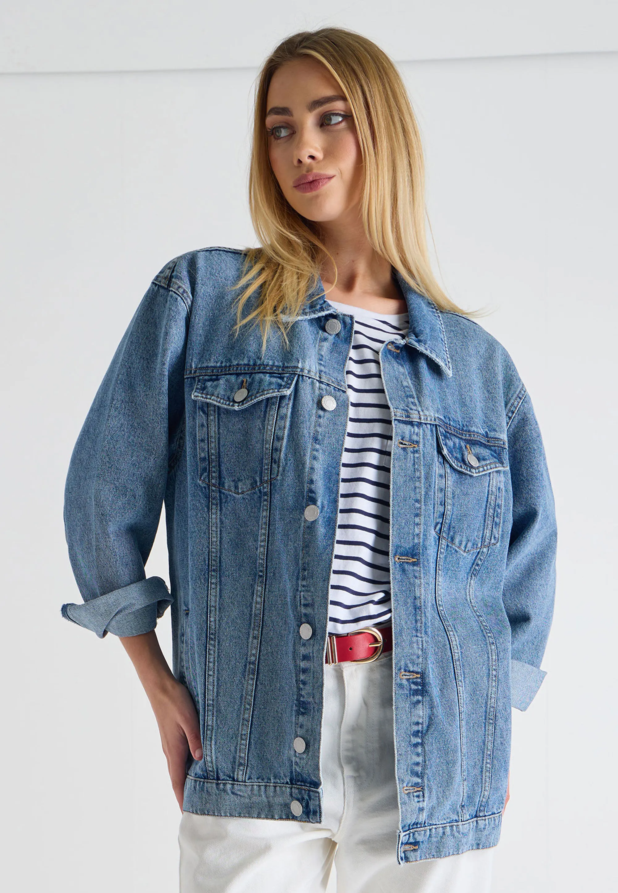 Womens Light Blue Oversized Denim Jacket