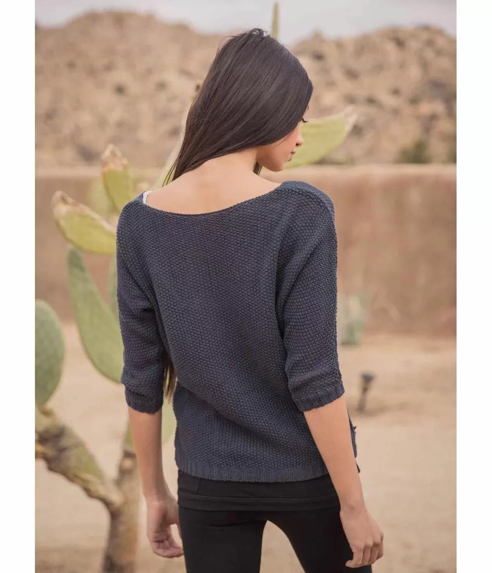 Womens Organic Hemp and Cotton V Neck Knit Jumper