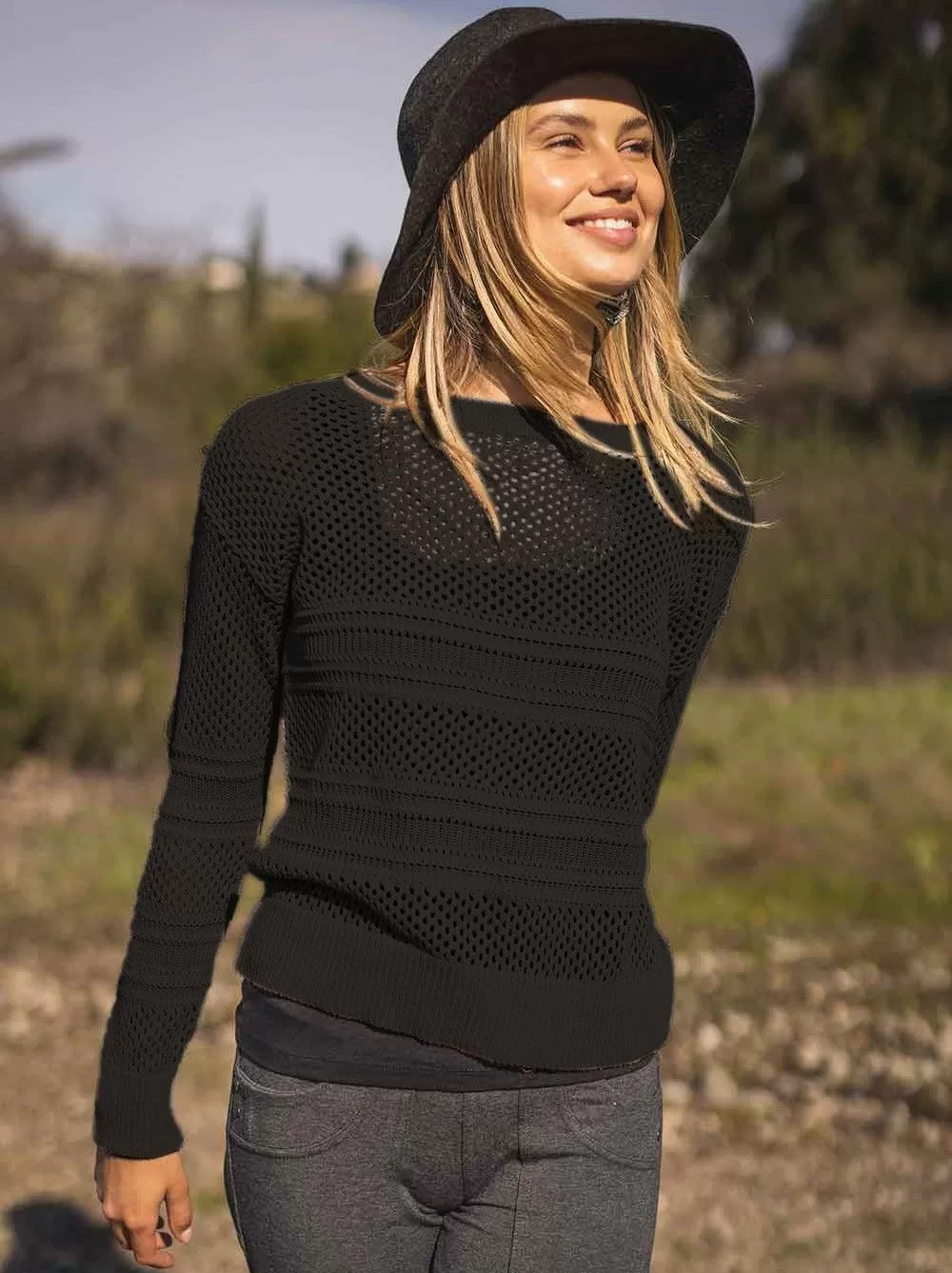 Womens Organic Open-Knit Hemp and Cotton Jumper