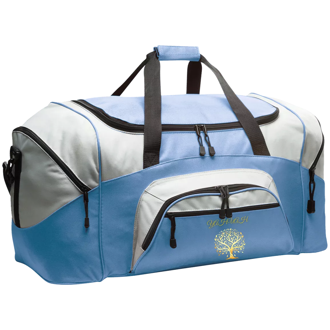 Yahuah-Tree of Life 01 Designer Port & Co. Colorblock Sport Duffel Bag (14 colors)