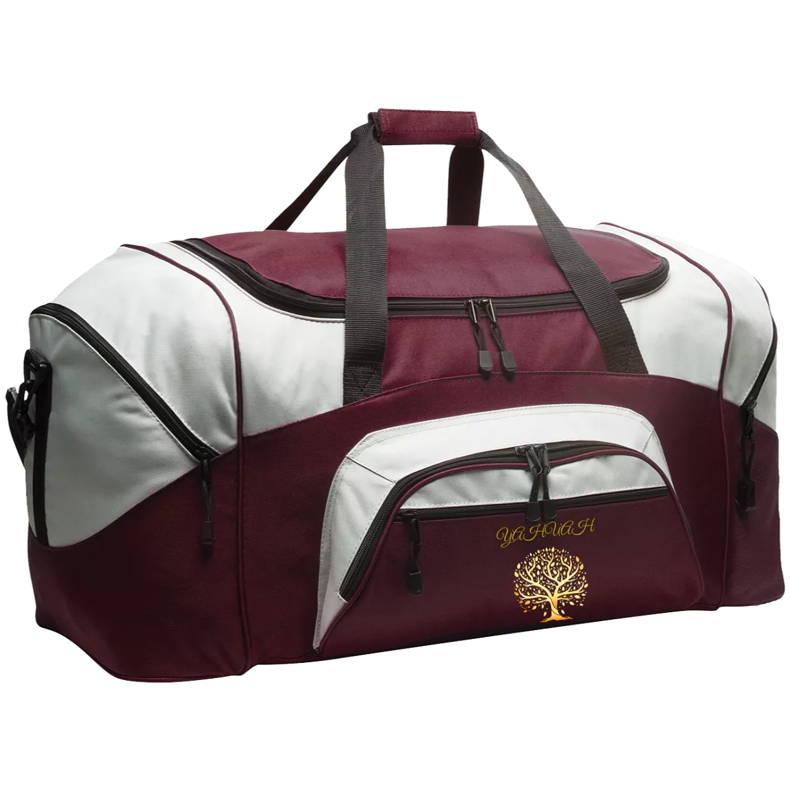 Yahuah-Tree of Life 01 Designer Port & Co. Colorblock Sport Duffel Bag (14 colors)