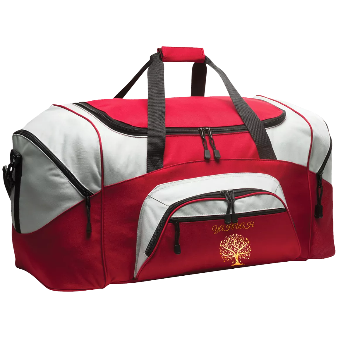 Yahuah-Tree of Life 01 Designer Port & Co. Colorblock Sport Duffel Bag (14 colors)