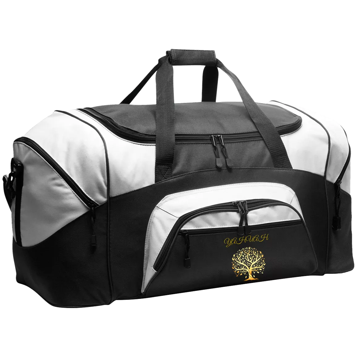 Yahuah-Tree of Life 01 Designer Port & Co. Colorblock Sport Duffel Bag (14 colors)