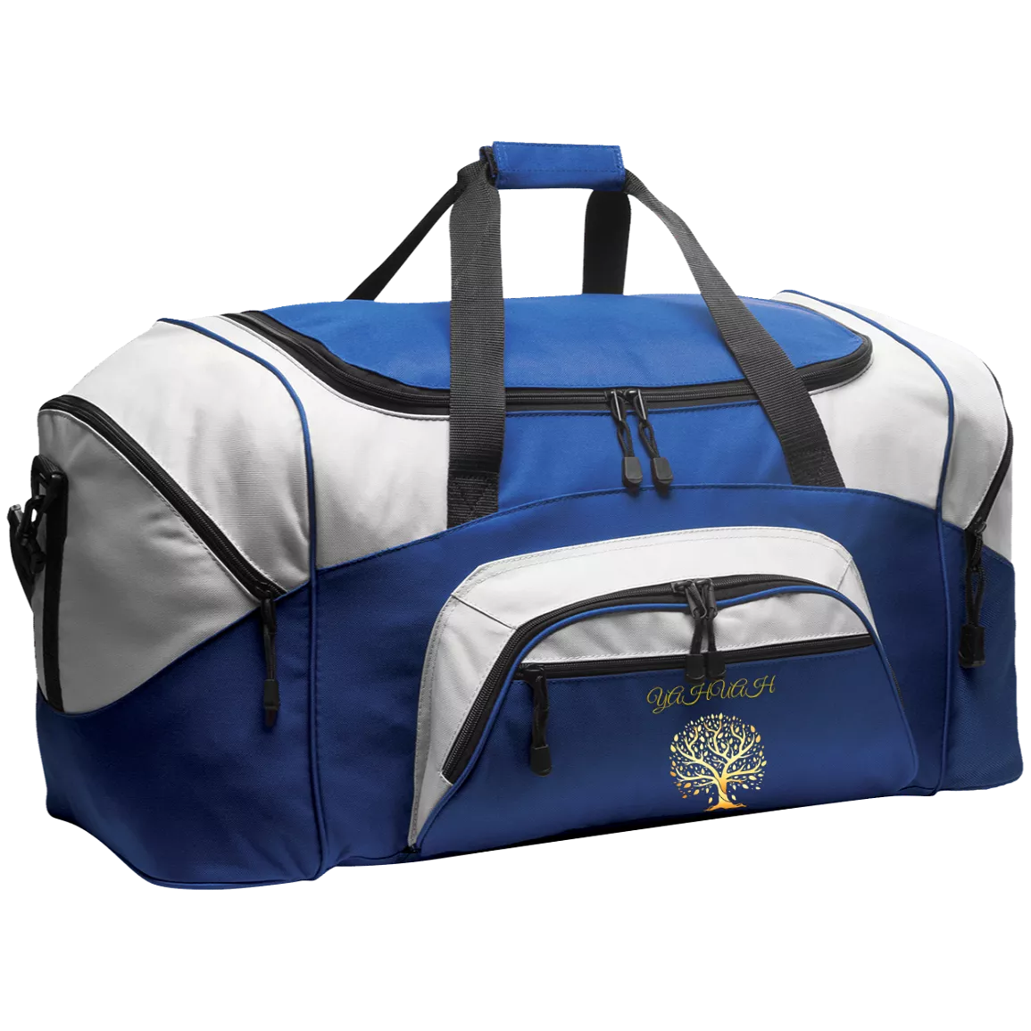 Yahuah-Tree of Life 01 Designer Port & Co. Colorblock Sport Duffel Bag (14 colors)