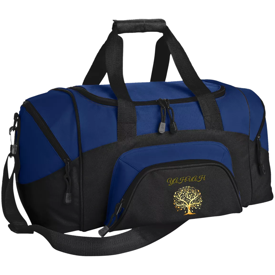 Yahuah-Tree of Life 01 Designer Port & Co. Small Colorblock Sport Duffel Bag (6 colors)