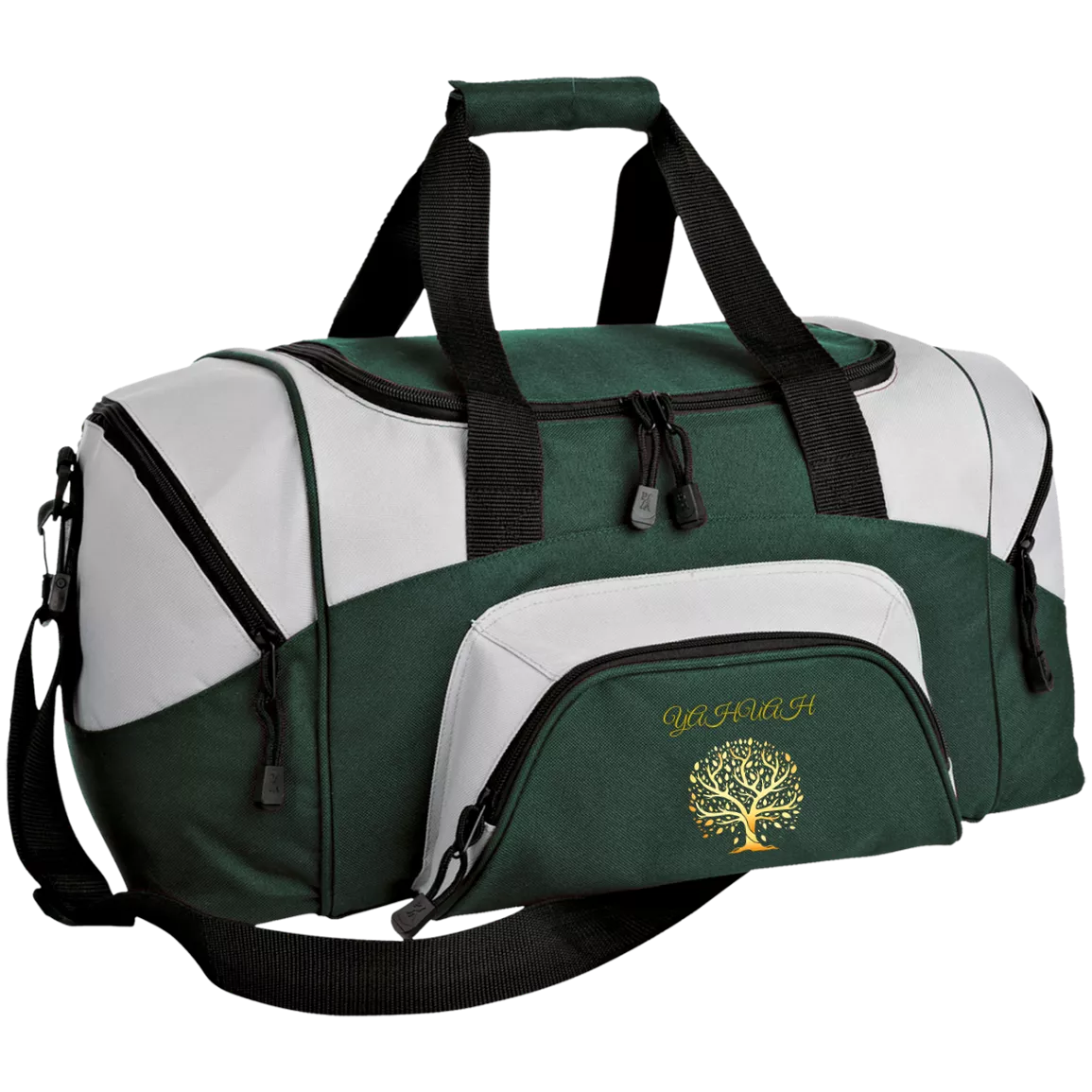 Yahuah-Tree of Life 01 Designer Port & Co. Small Colorblock Sport Duffel Bag (6 colors)