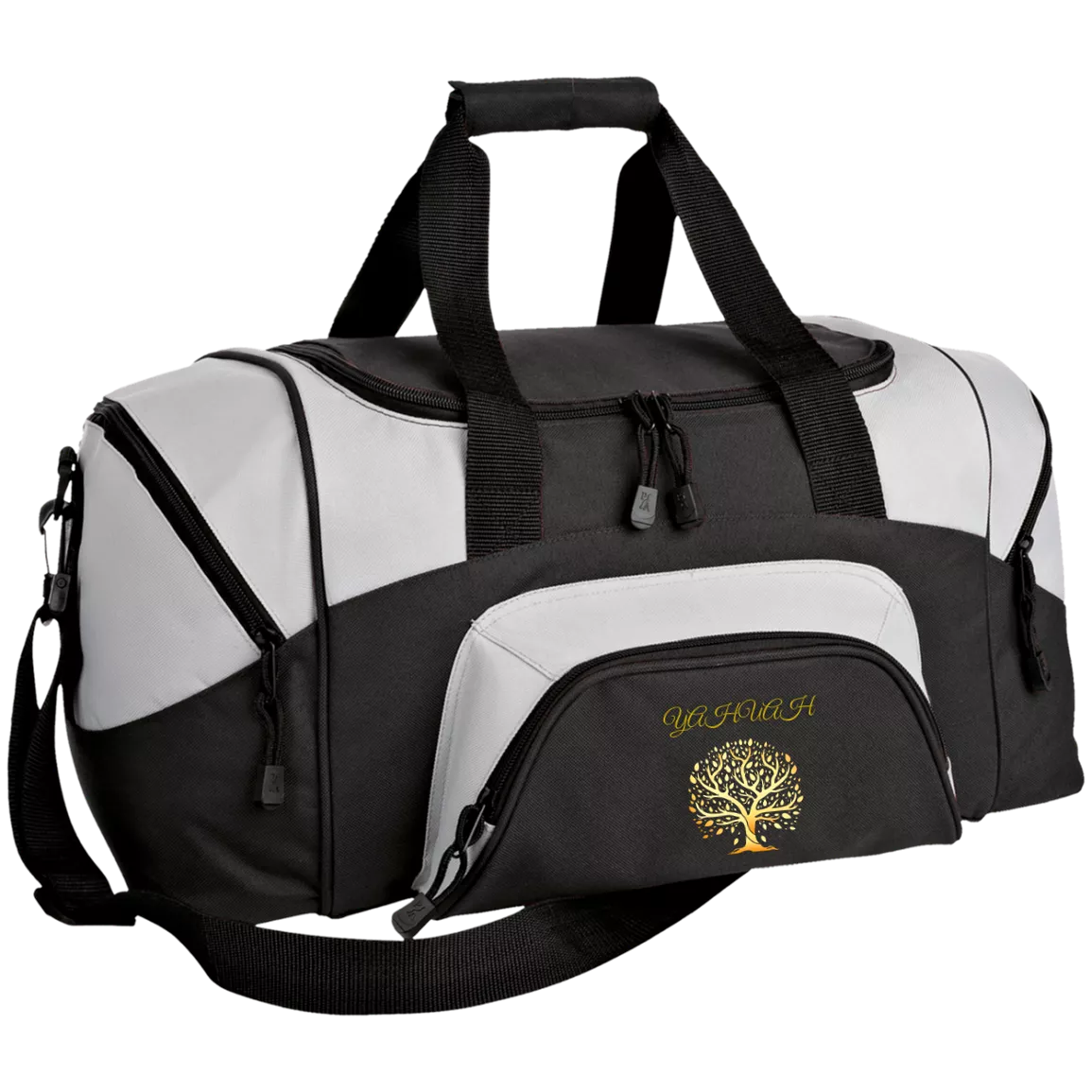 Yahuah-Tree of Life 01 Designer Port & Co. Small Colorblock Sport Duffel Bag (6 colors)